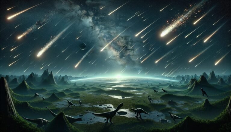 Lluvia de meteoritos sobre el planeta Tierra en la era prehistórica